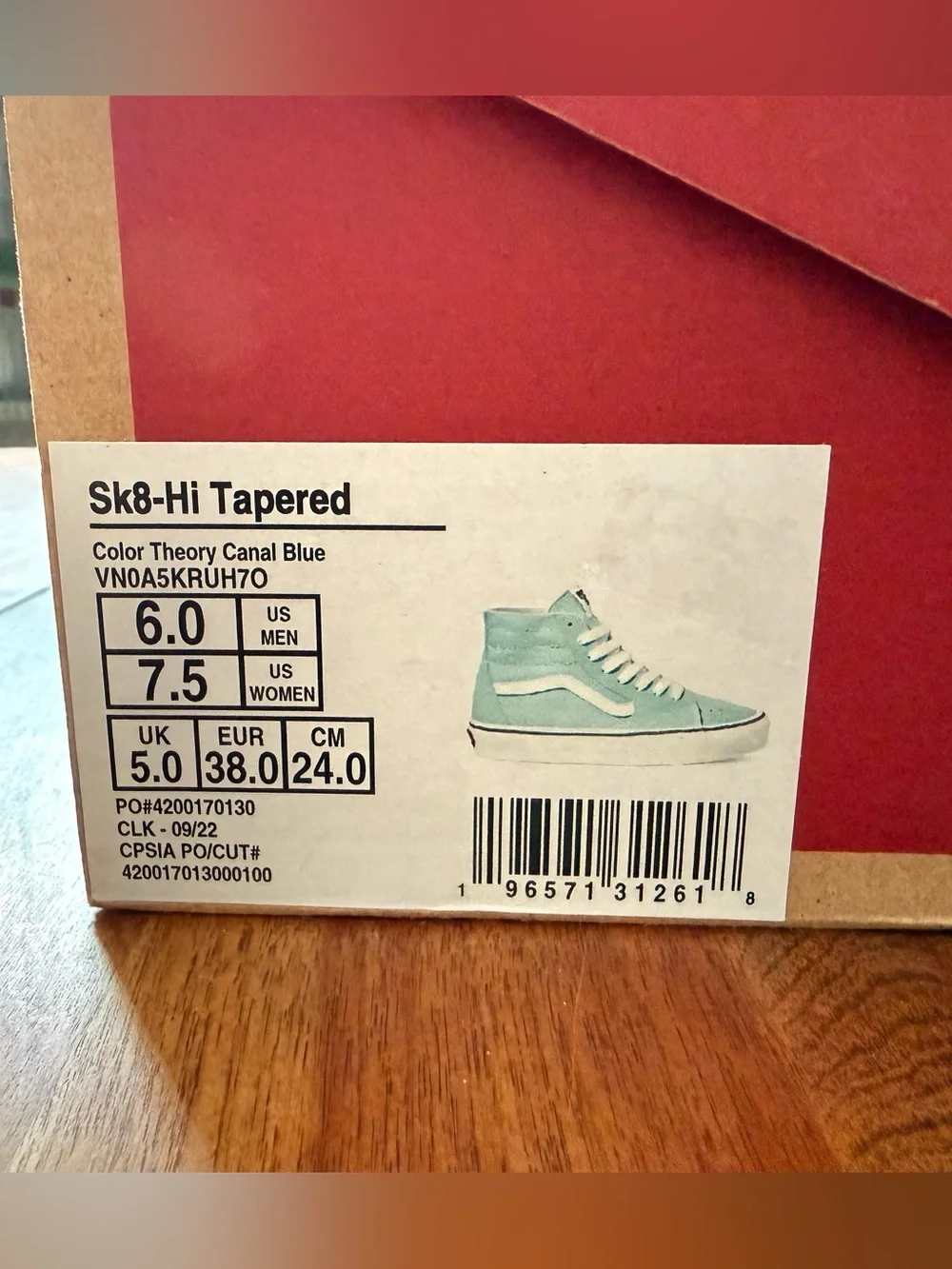 NIB Vans Sk8-Hi Tapered Color Theory Canal Blue High Top Sneakers Womens 7.5